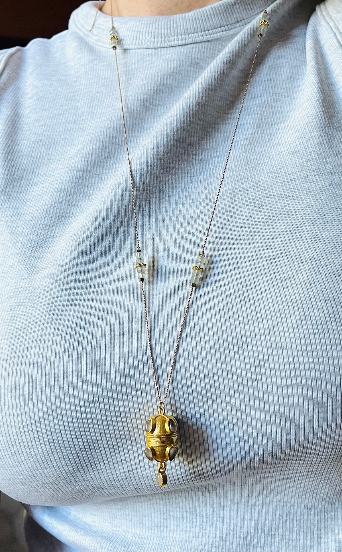 Collier Sautoir talisman ethnique Labradorite