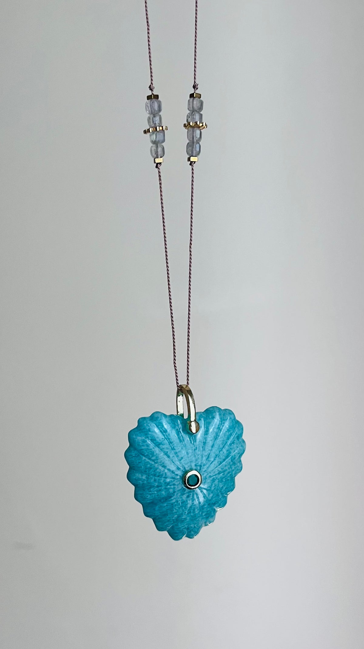 Collier sautoir cœur Amazonite