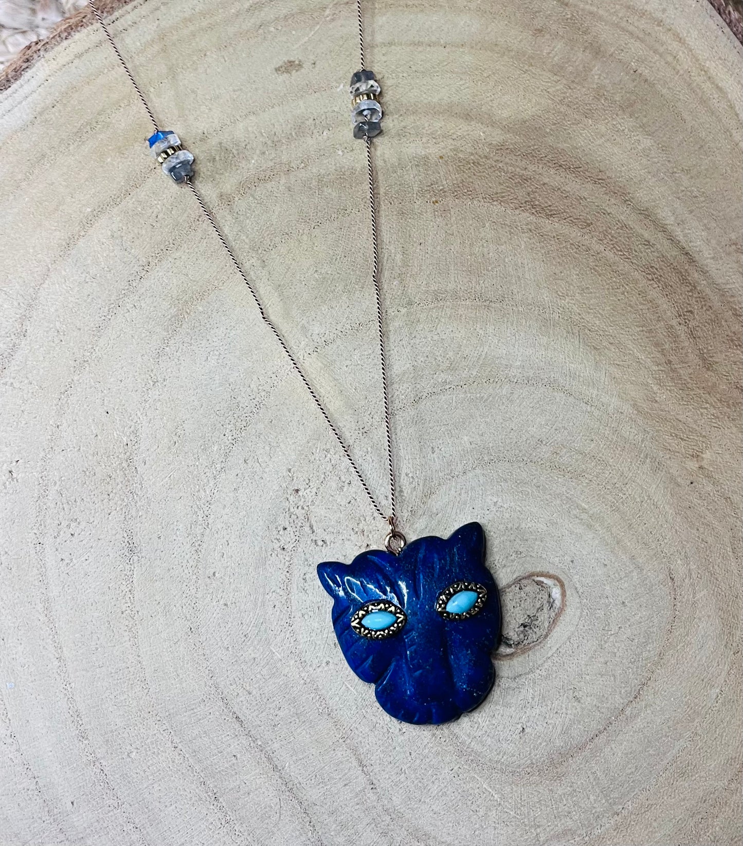 Collier sautoir talisman tigre Lapis-lazuli