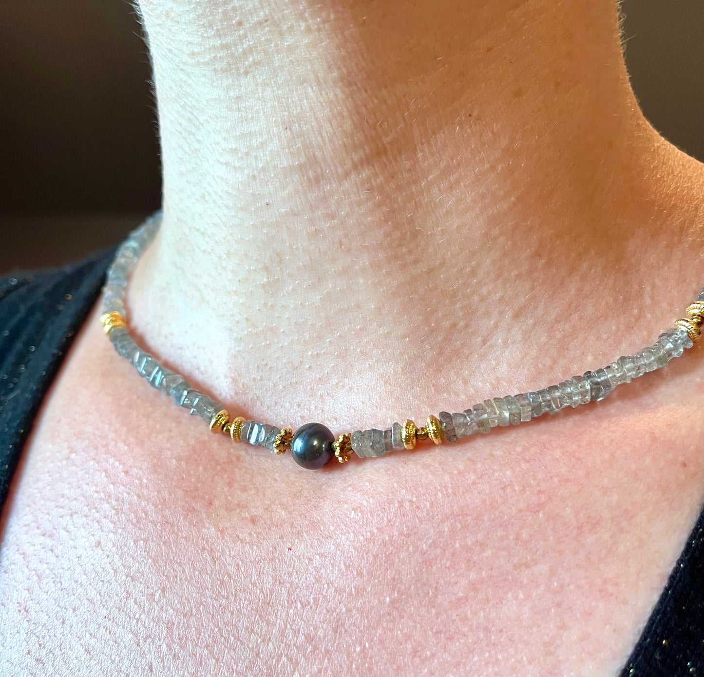 Collier Labradorite et Perle d’eau douce