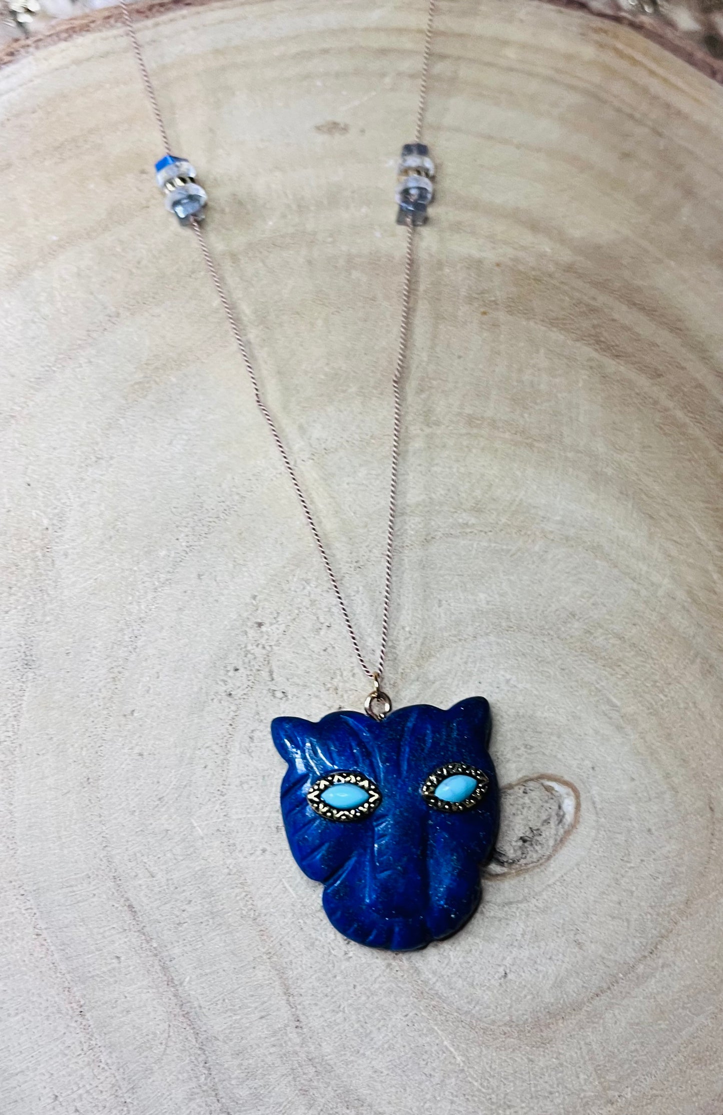 Collier sautoir talisman tigre Lapis-lazuli