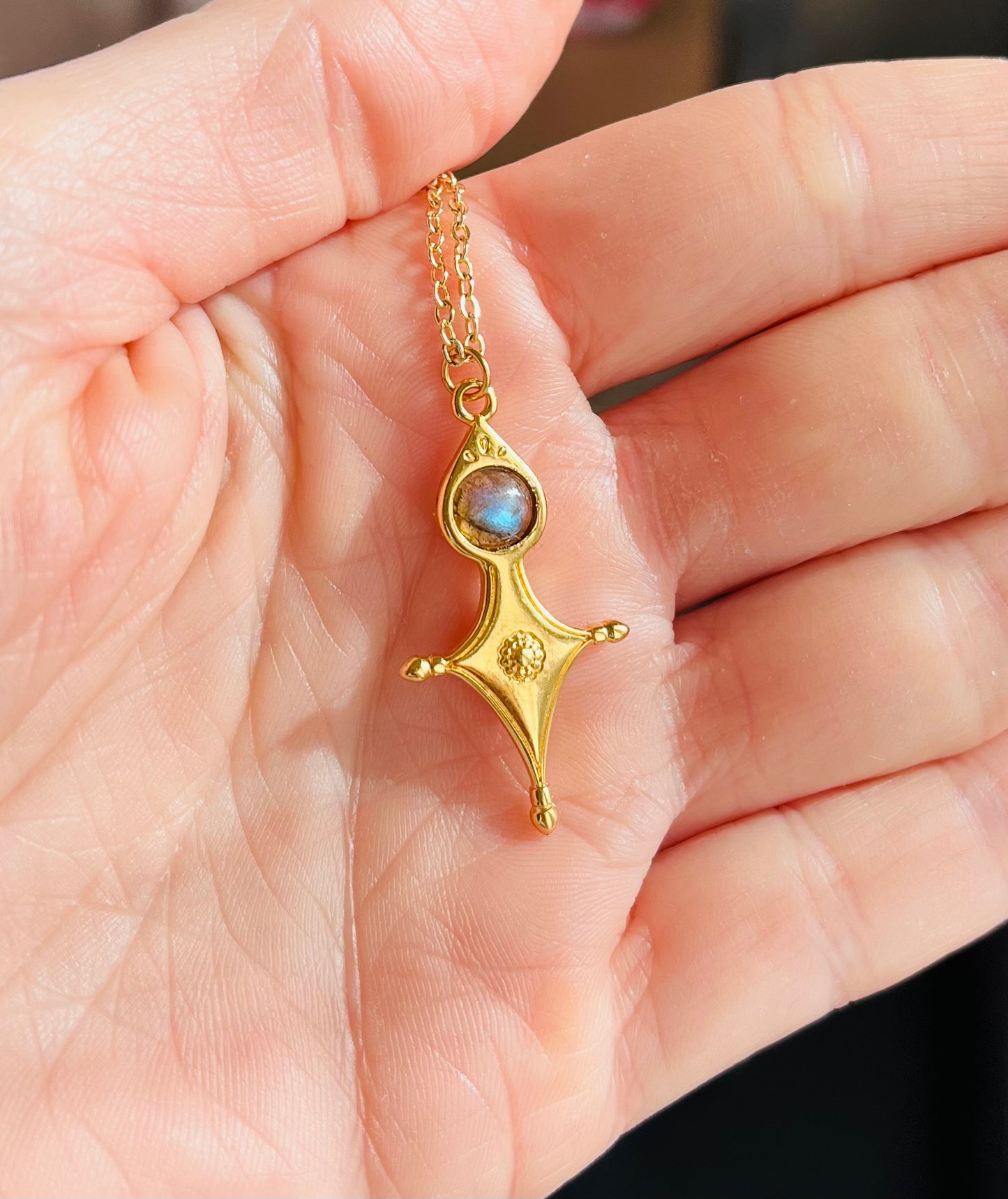 Collier Talisman Croix Touareg Labradorite