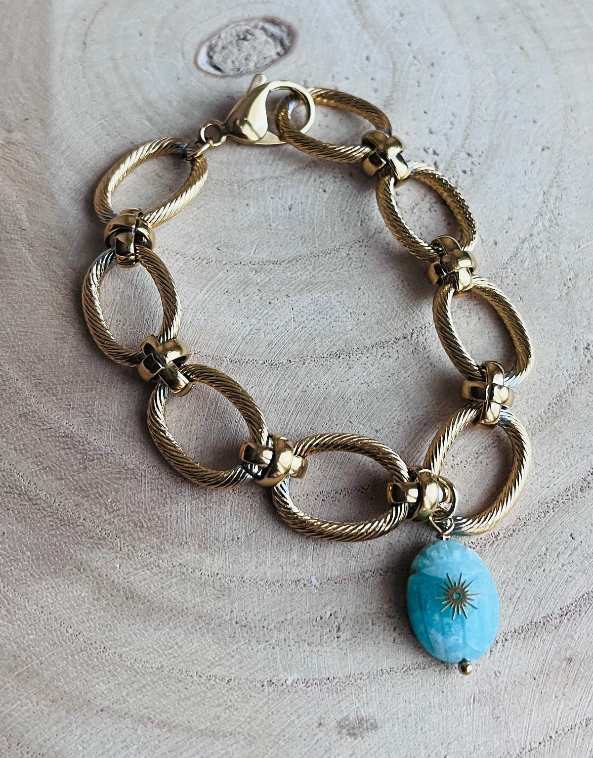 Bracelet talisman scarabée Amazonite
