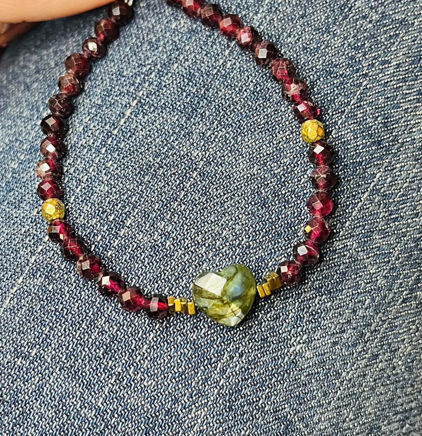 Bracelet cœur Labradorite et Grenat