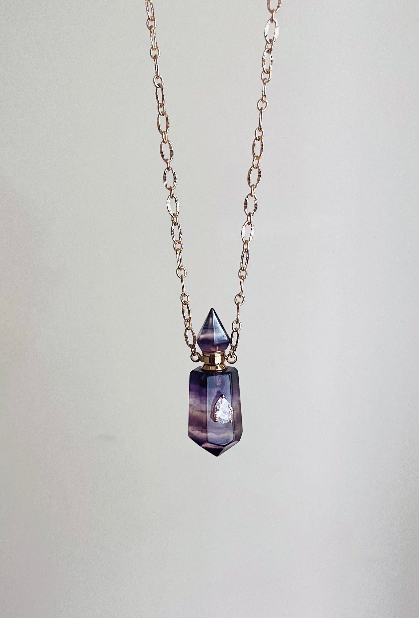 Collier sautoir fiole talisman Amétrine