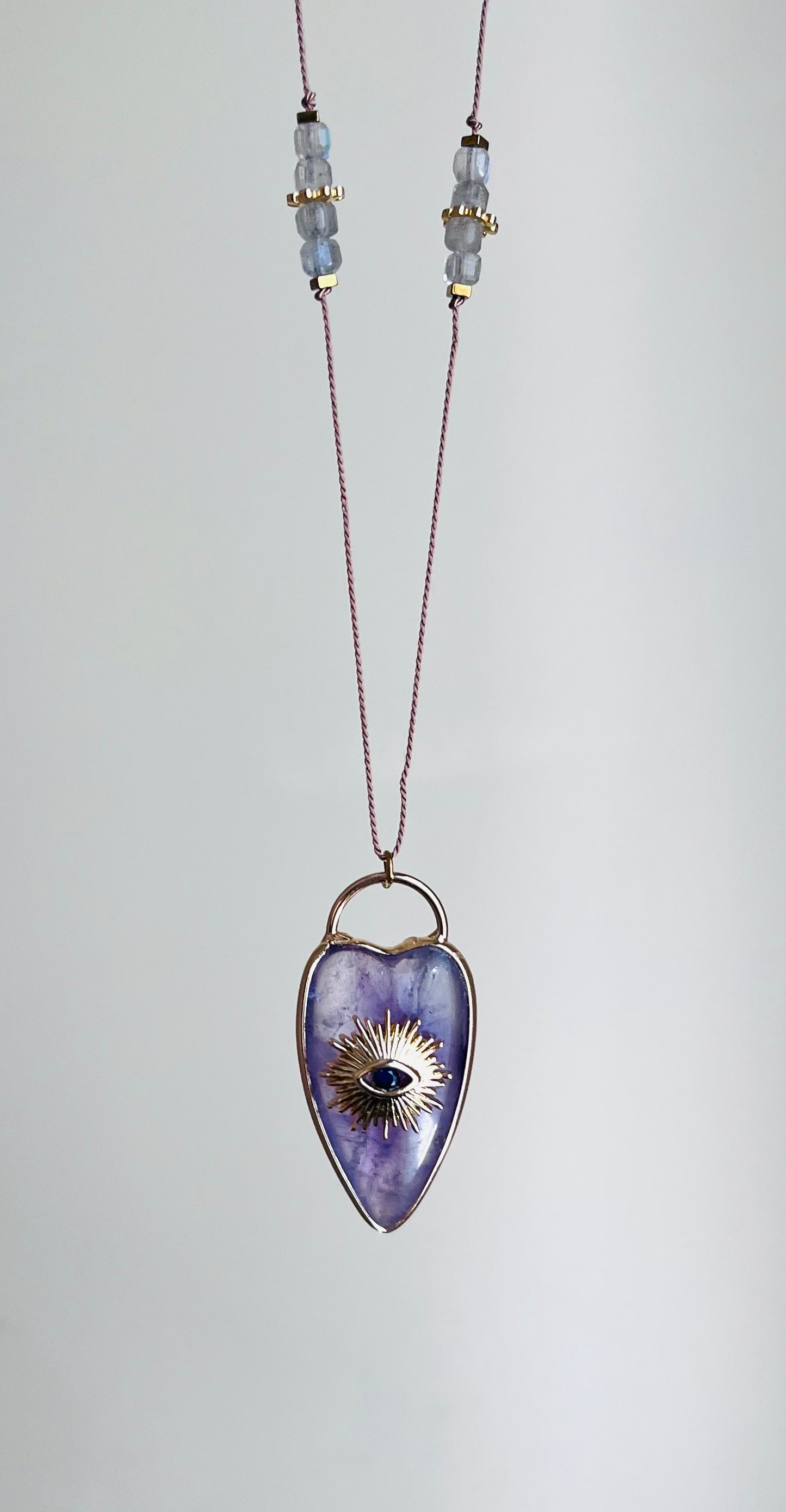 Collier sautoir cœur Améthyste
