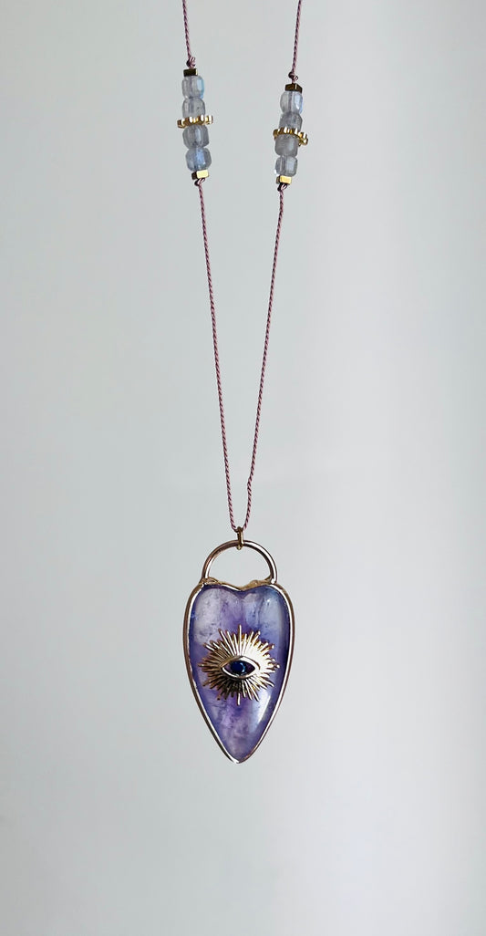 Collier sautoir cœur Améthyste