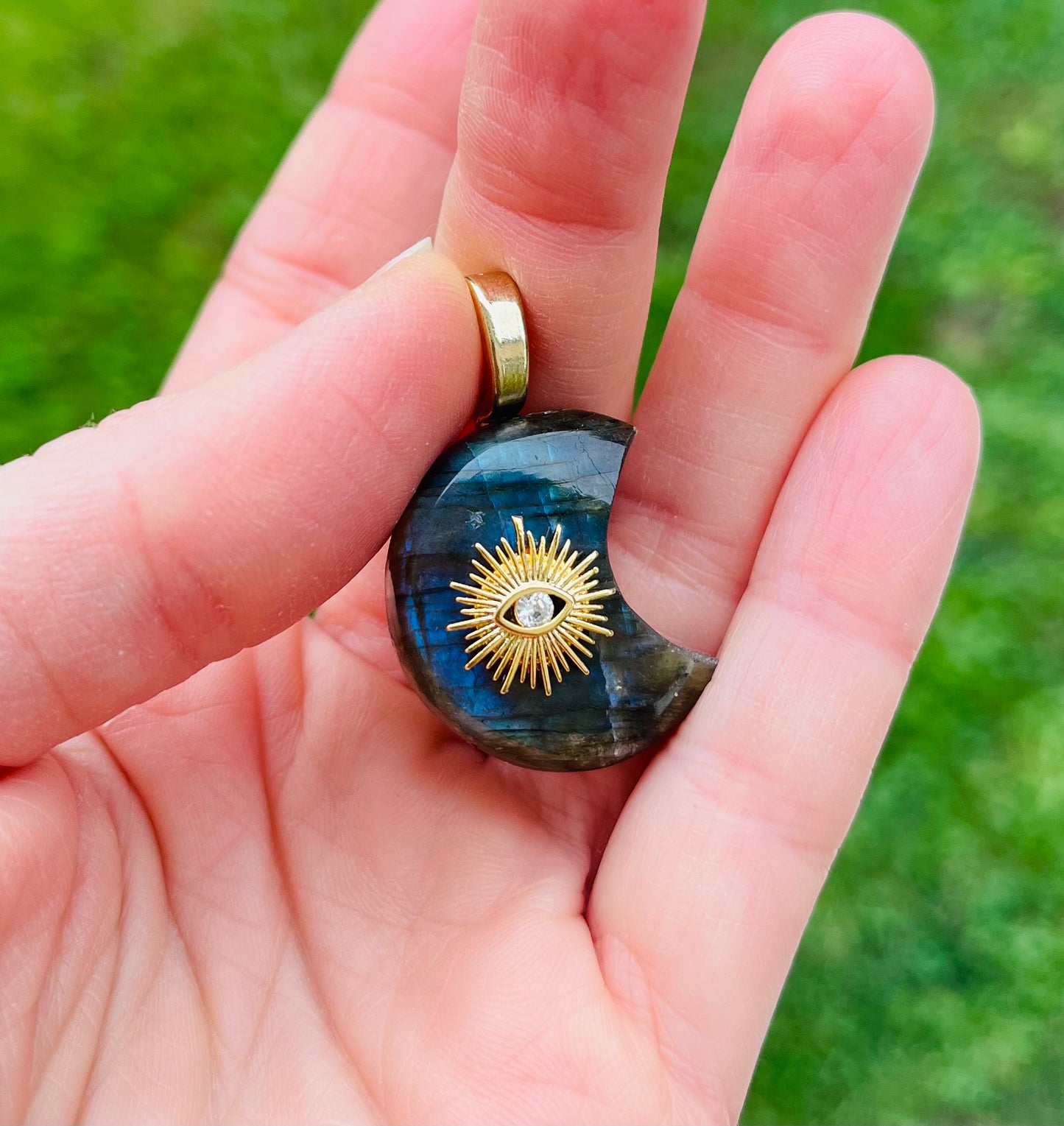 Pendentif Lune Labradorite