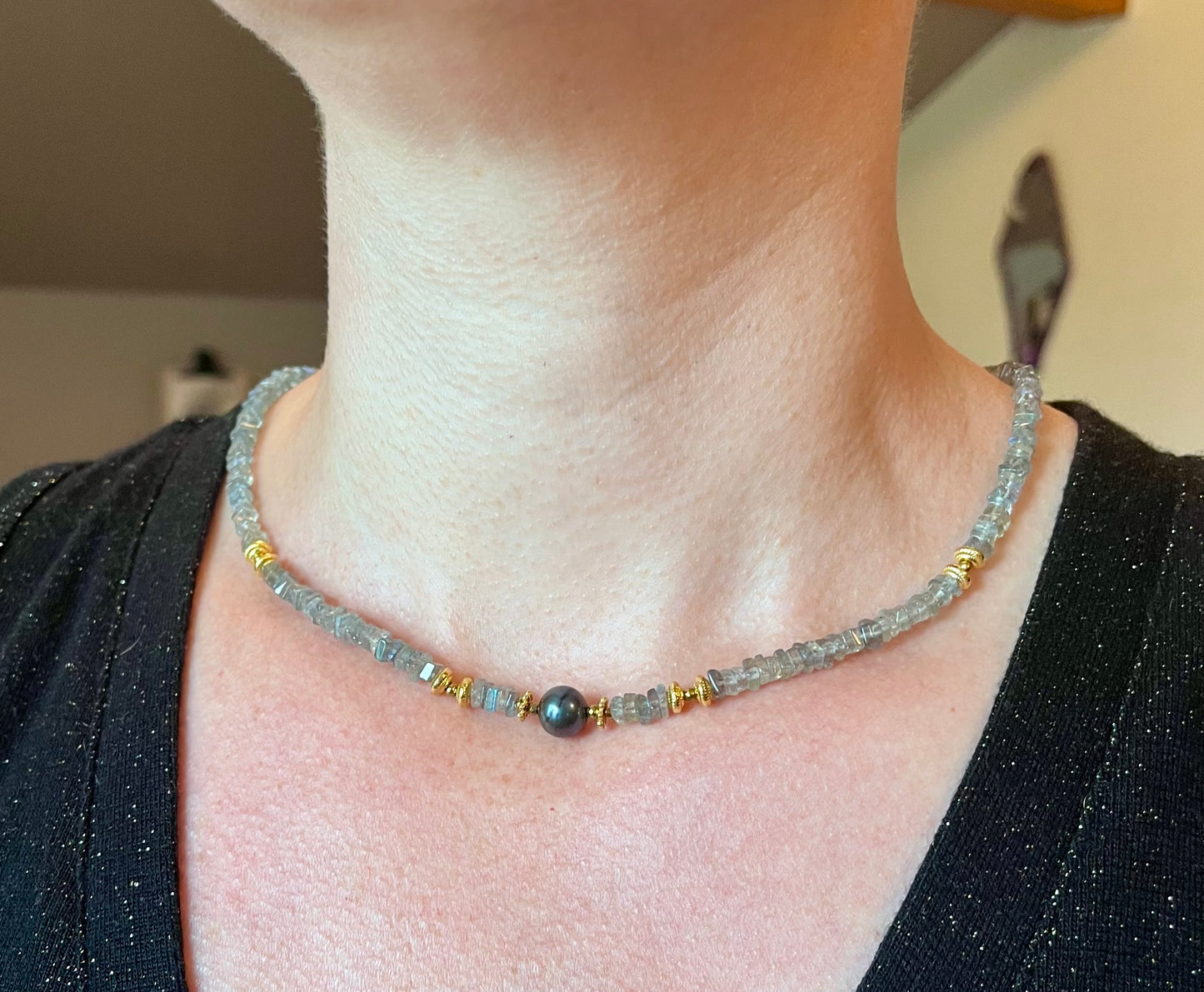 Collier Labradorite et Perle d’eau douce