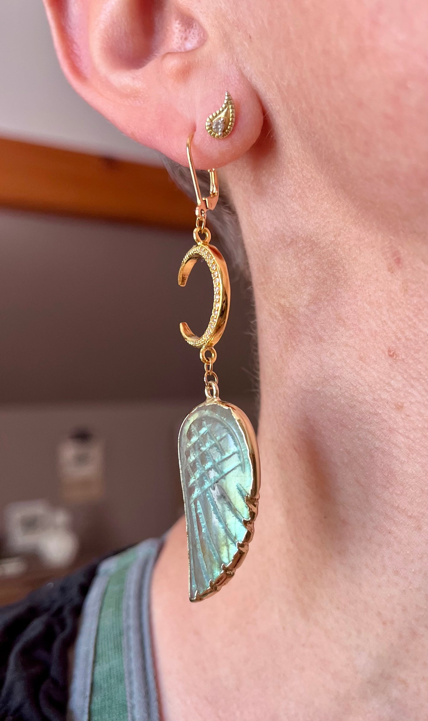 Mono boucle aile Labradorite