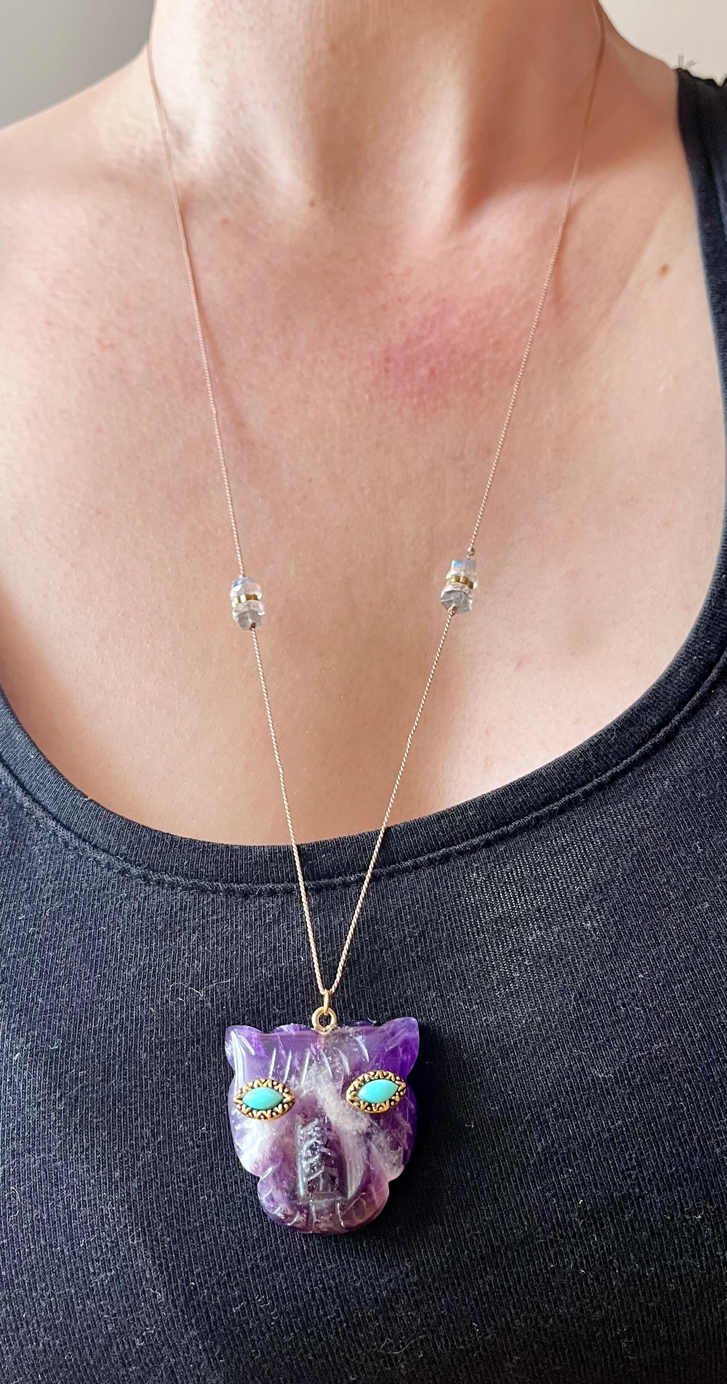 Collier sautoir talisman tigre Améthyste