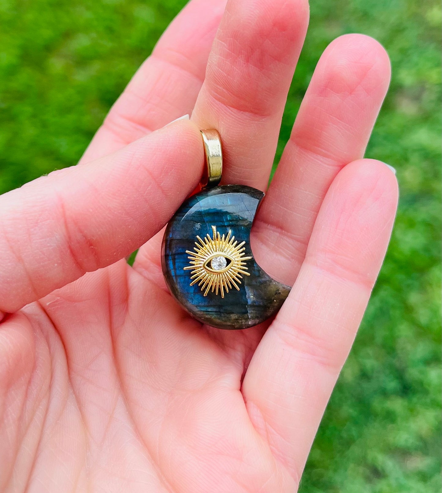 Pendentif Lune Labradorite